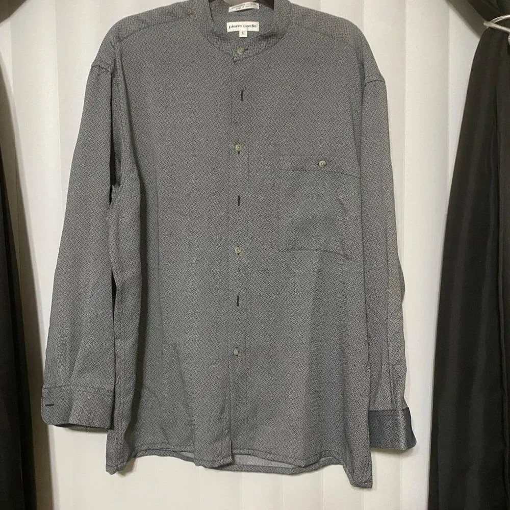Pierre Cardin black/white design long sleeve dress shirt